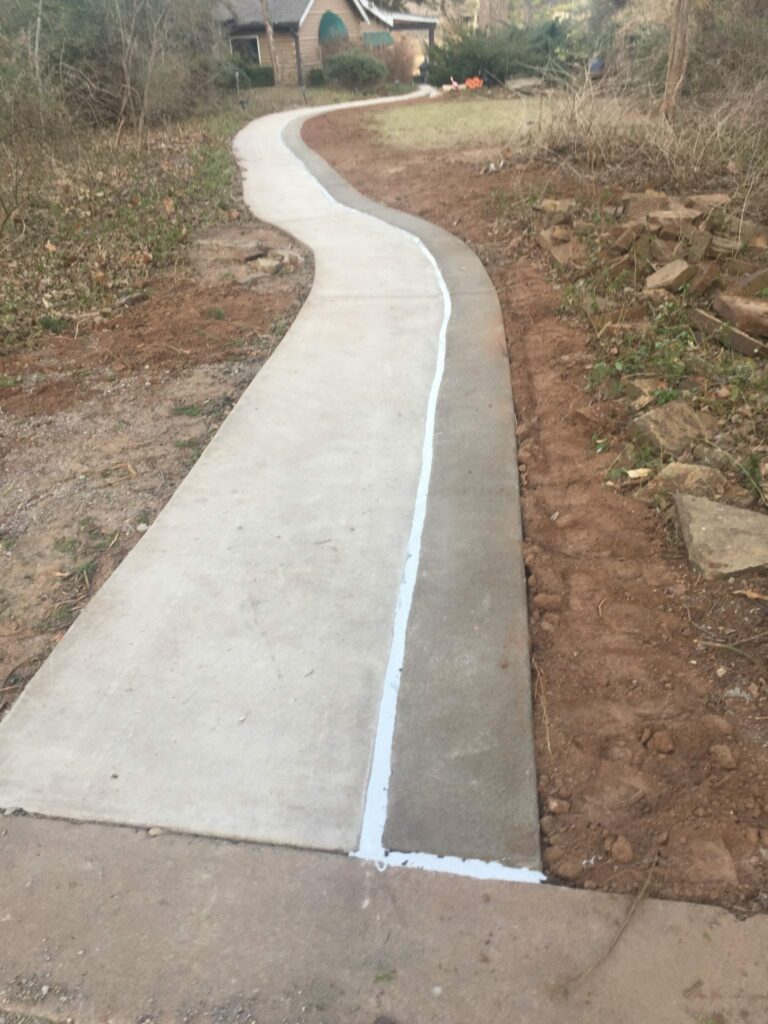Widened concrete driveway