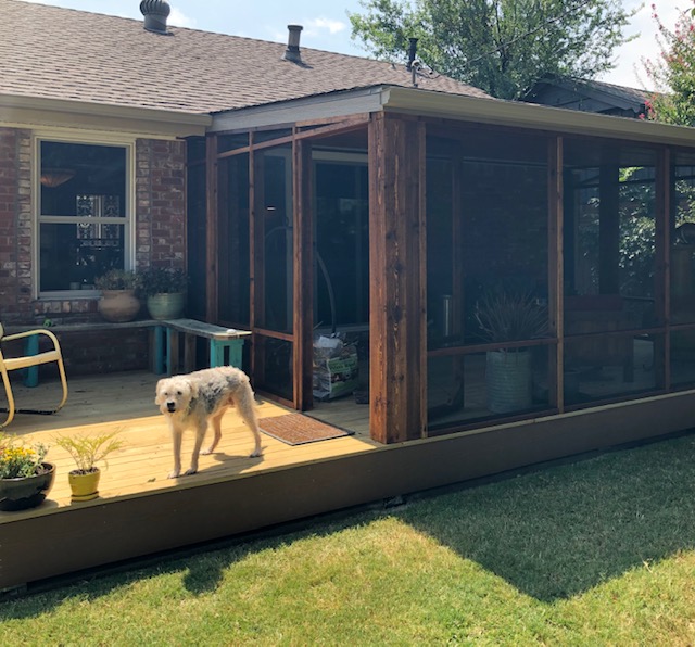 New screened in cedar patio and treated pine deck.