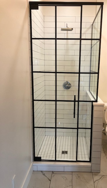 Custom shower door on new construction